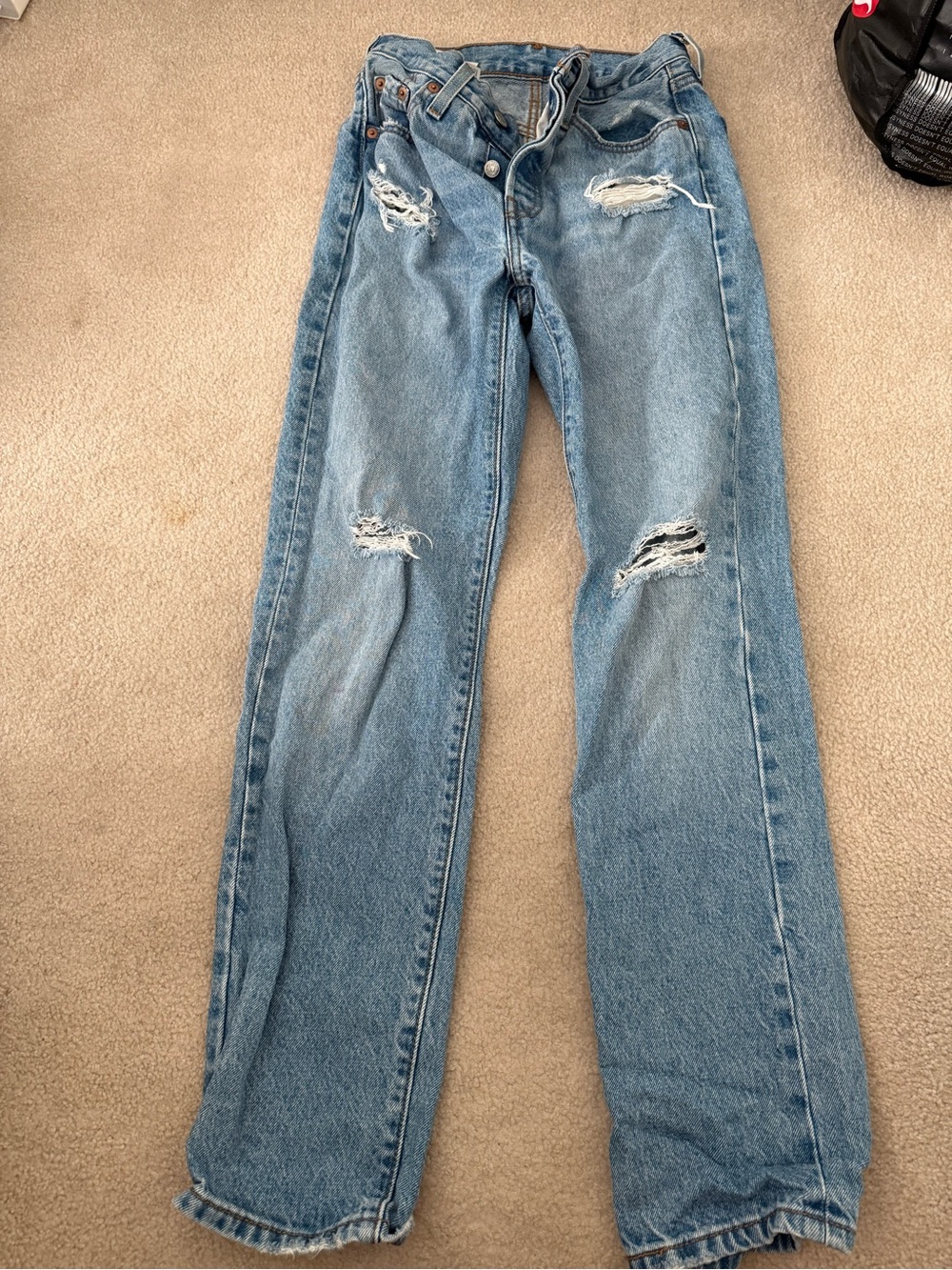 Levi's Light Blue Distressed Straight-Leg Jeans